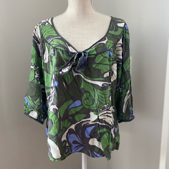 jaloux Tops - Jaloux Abstract Print Silk Blouse